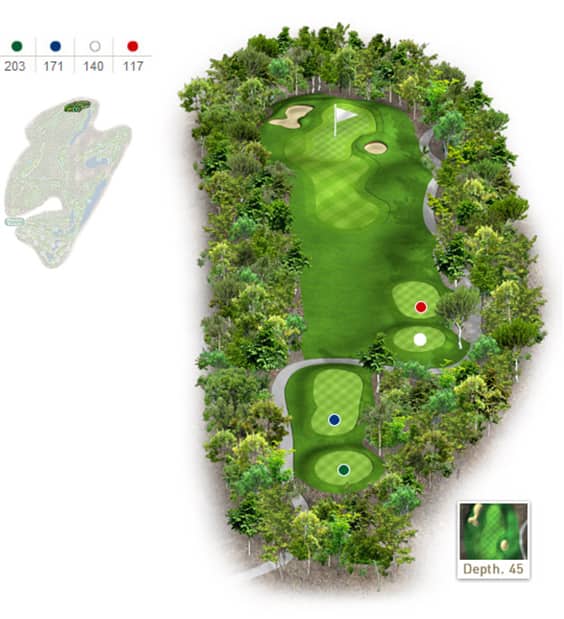 Mapa del hoyo 5 perteneciente al campo de 18 hoyos