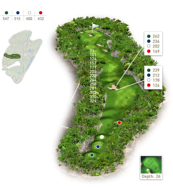 Mapa del hoyo 8 perteneciente al campo de 18 hoyos