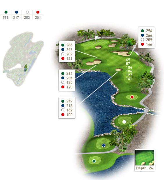 Mapa del hoyo 11 perteneciente al campo de 18 hoyos