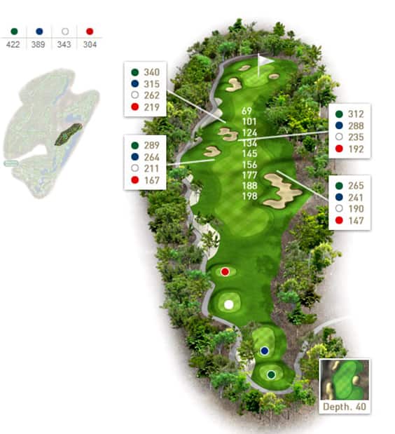 Mapa del hoyo 12 perteneciente al campo de 18 hoyos