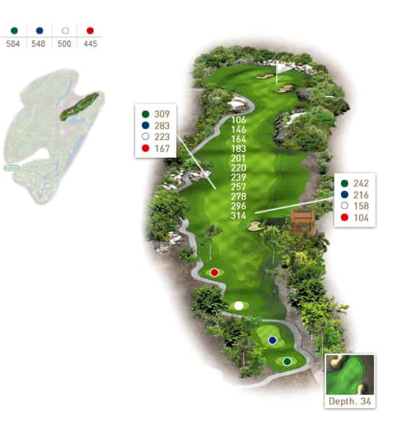 Mapa del hoyo 14 perteneciente al campo de 18 hoyos