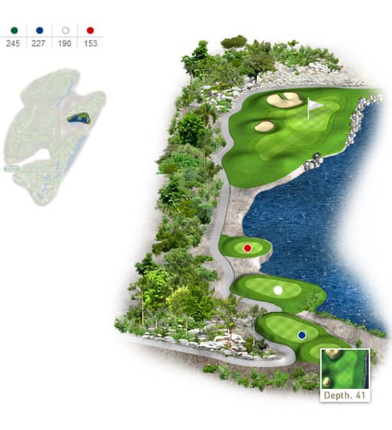 Mapa del hoyo 15 perteneciente al campo de 18 hoyos