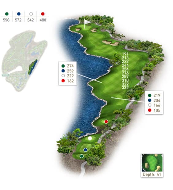 Mapa del hoyo 16 perteneciente al campo de 18 hoyos
