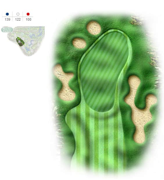 Mapa del hoyo 8 perteneciente al campo de 9 hoyos