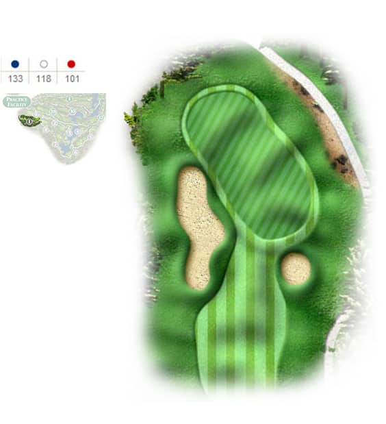 Mapa del hoyo 1 perteneciente al campo de 9 hoyos
